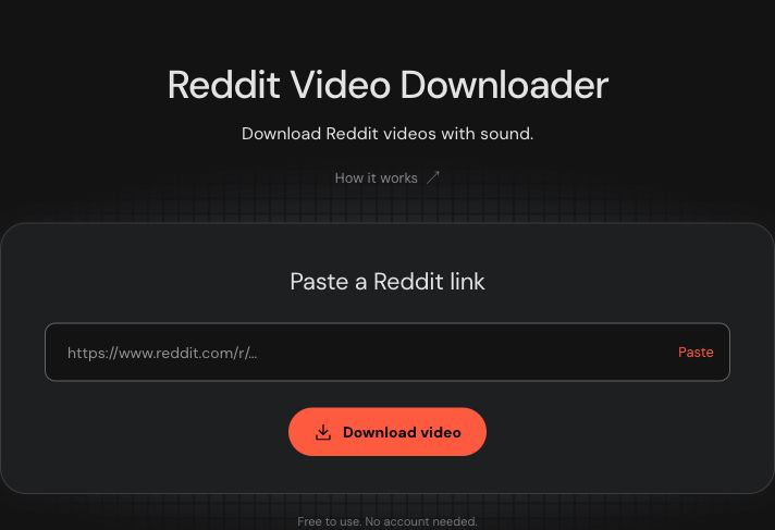 Redpork form with a Reddit link field, Paste button and Download video button